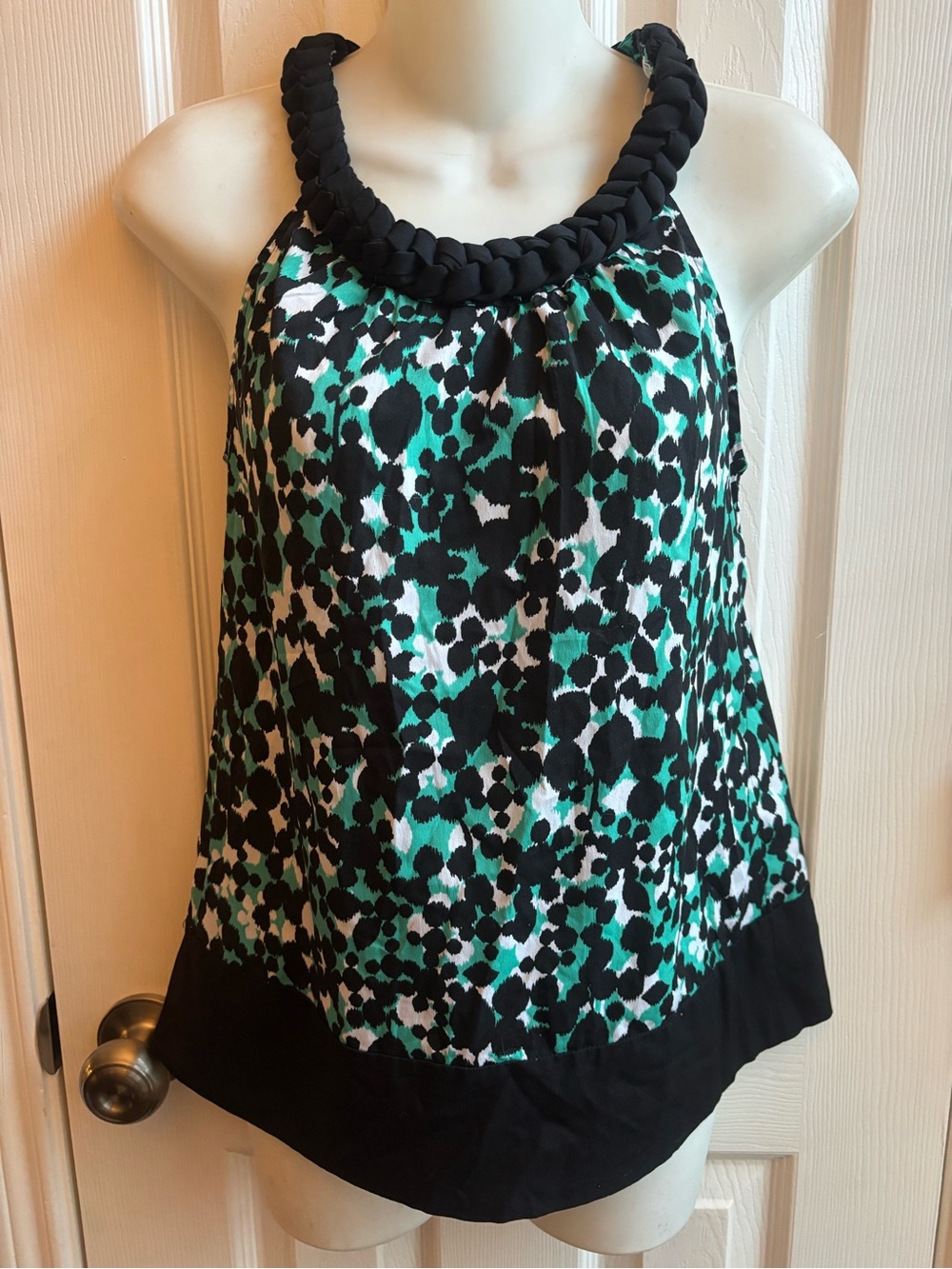 Banana Republic Black, White & Teal Braided Halter Camisole